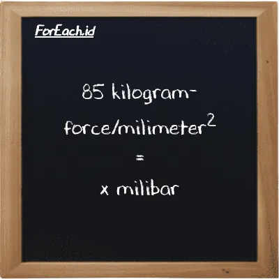 Contoh konversi kilogram-force/milimeter<sup>2</sup> ke milibar (kgf/mm<sup>2</sup> ke mbar)